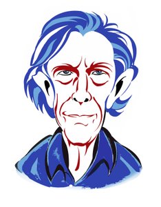 John Cage - color caricature by Neale Osborne